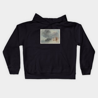 A Chasse-Marree and Other Vessels under a Cloudy Sky, 1826-28 Kids Hoodie